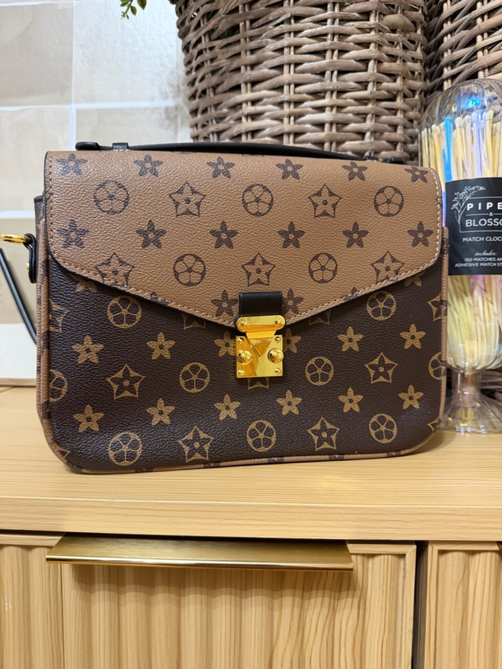 Luxury Brown Monogram Crossbody Bag